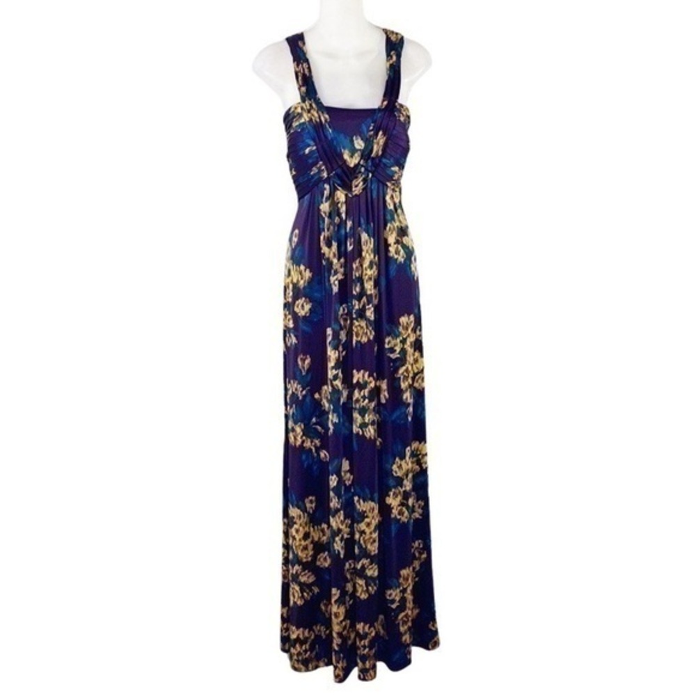 NWT Gianni Bini Emilia Purple Floral Maxi Dress Large L II7